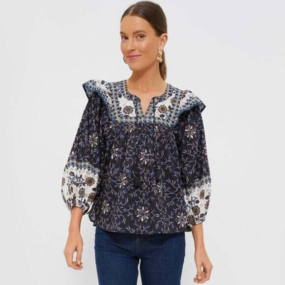Cleobella by Tuckernuck Womens Sabina Lina Feminine Boho Blouse Size Medium - Picture 2 of 13
